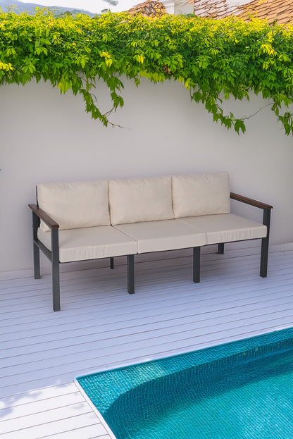 NEOKAS Balkon Mobilyası, Metal Oturma Grubu, Balkon Seti, Kafe Koltuğu, Teras Takımı, 1 Üçlü Koltuk
