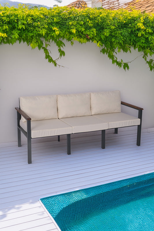 NEOKAS Balkon Mobilyası, Metal Oturma Grubu, Balkon Seti, Kafe Koltuğu, Teras Takımı, 1 Üçlü Koltuk
