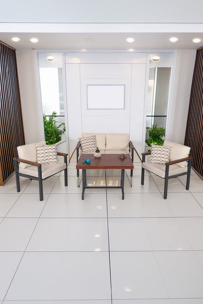 NEOKAS Balkon Mobilyası, Metal Oturma Grubu, Balkon Seti, Kafe Koltuğu, Teras Takımı,  1 + 1 + 2 + M