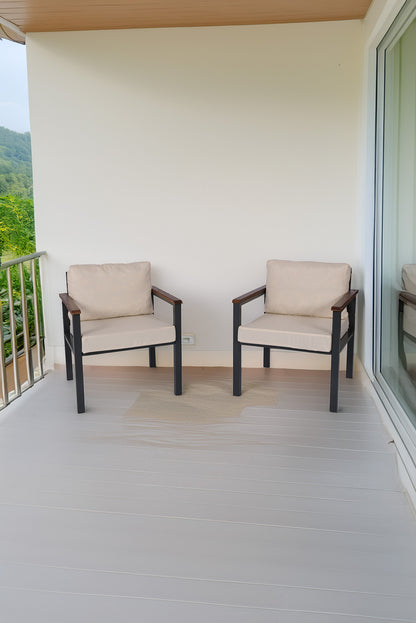 NEOKAS Balkon Mobilyası, Metal Oturma Grubu, Balkon Seti, Kafe Koltuğu, Teras Takımı, 2 Tekli Koltuk