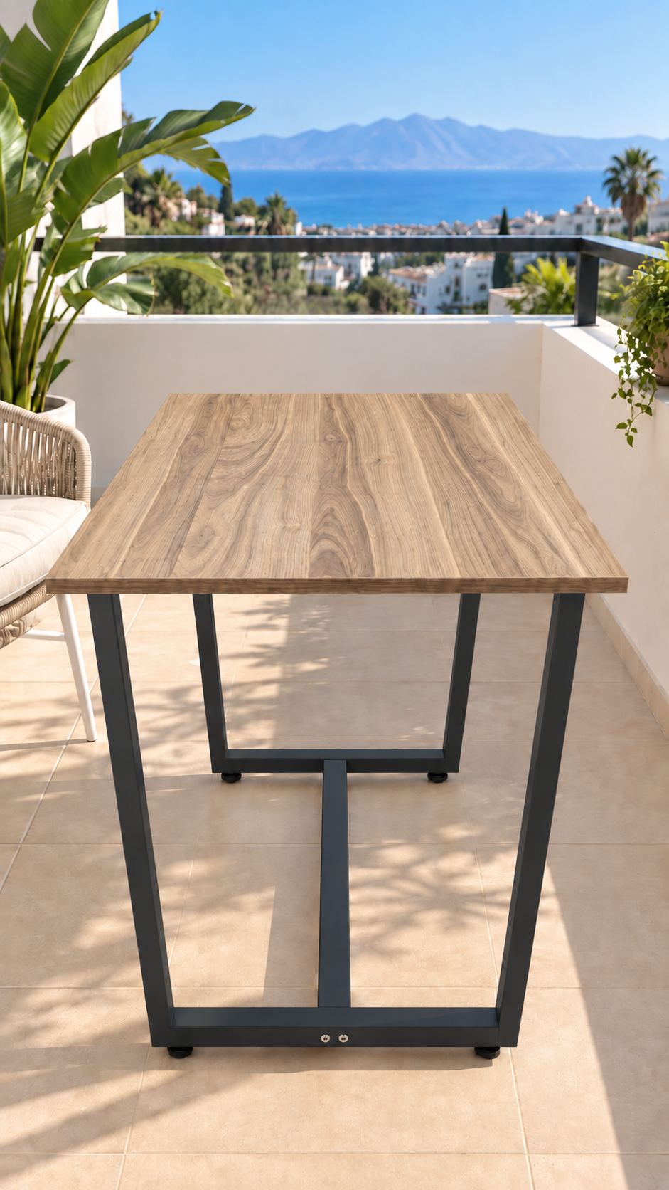 NEOKAS Balkon Masası, 60x90 cm Bahçe Sehpası, Balkon Mobilyası Orta Masa