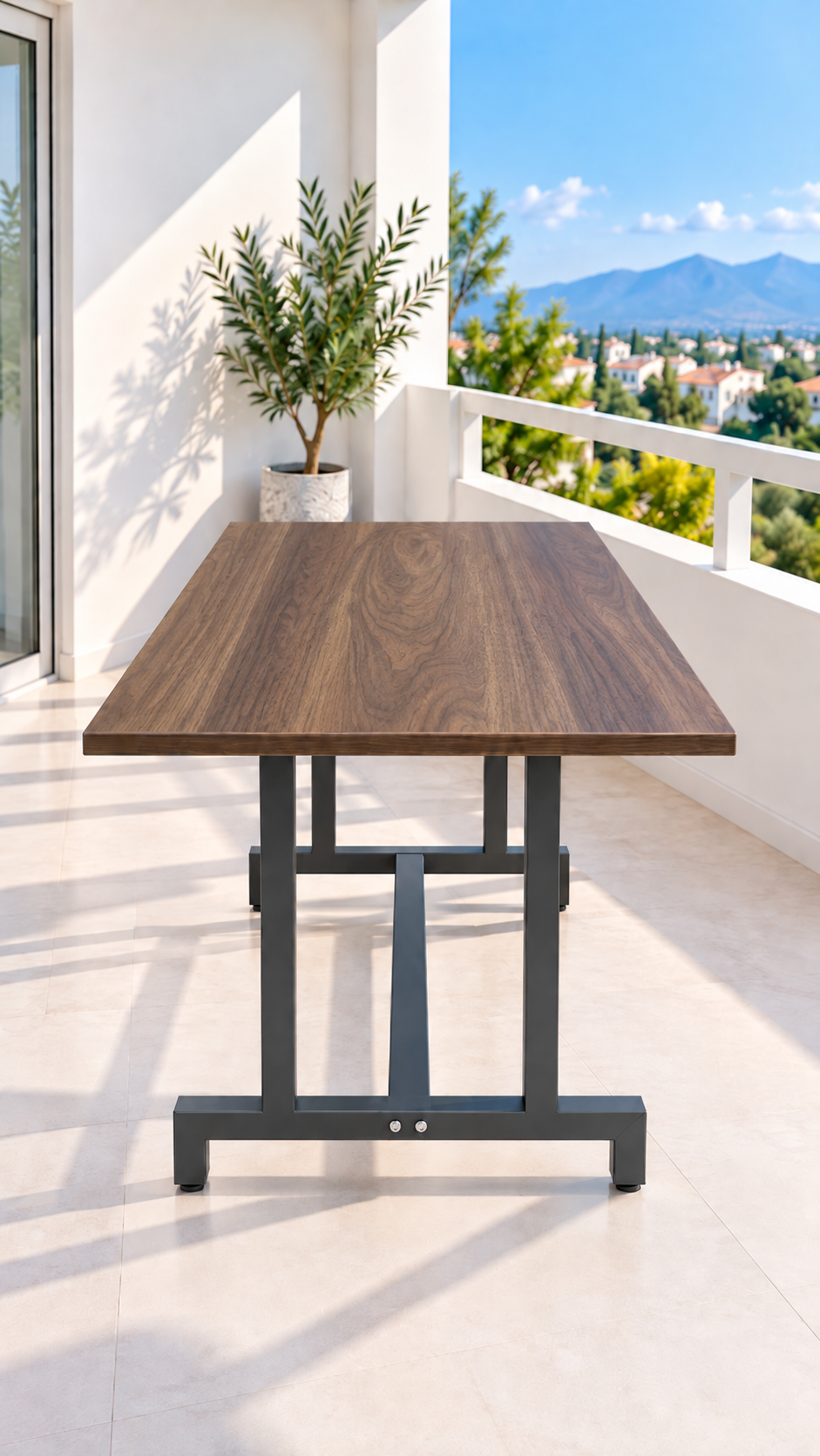 NEOKAS Balkon Masası, 60x90 cm Bahçe Sehpası, Balkon Mobilyası Orta Masa