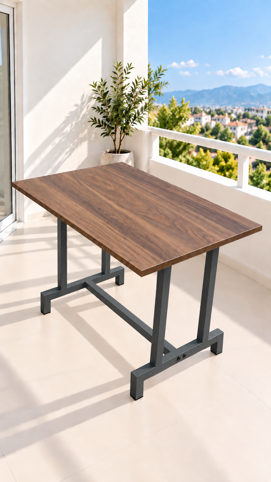 NEOKAS Balkon Masası, 60x90 cm Bahçe Sehpası, Balkon Mobilyası Orta Masa