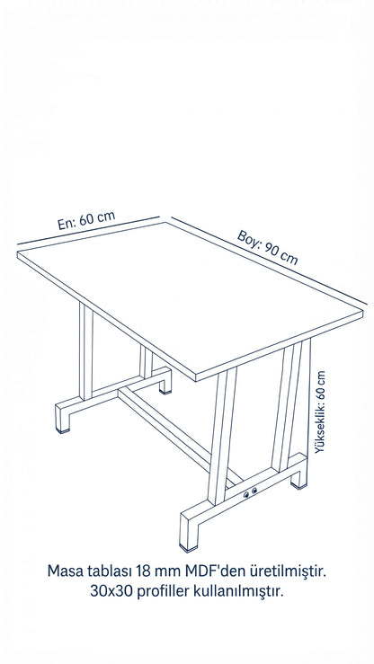 NEOKAS Balkon Masası, 60x90 cm Bahçe Sehpası, Balkon Mobilyası Orta Masa