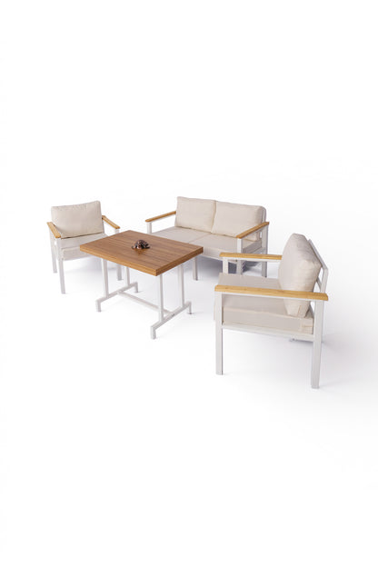 NEOKAS Metal Bahçe Oturma Grubu, Balkon Takımı, Kafe Koltuğu, Bekleme Alanı Koltuğu, 1 + 1 + 2 + Masa