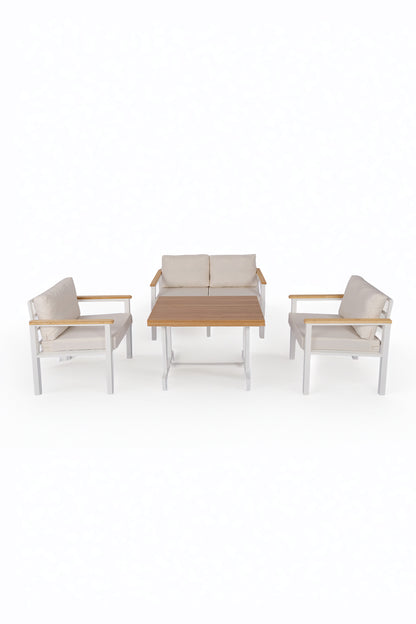 NEOKAS Metal Bahçe Oturma Grubu, Balkon Takımı, Kafe Koltuğu, Bekleme Alanı Koltuğu, 1 + 1 + 2 + Masa