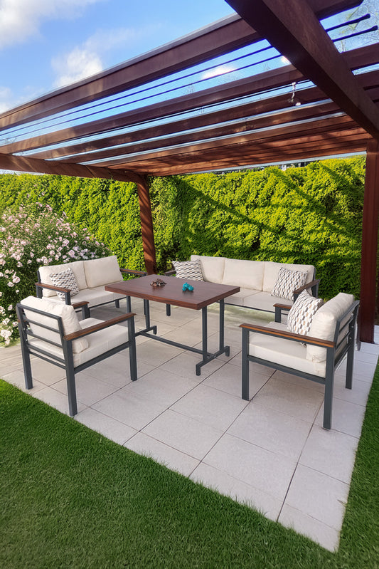 NEOKAS Metal Bahçe Takımı, Balkon Seti, Kafe Koltuğu, Bekleme Alanı Koltuğu, Oturma Grubu 1 + 1 + 2 + 3 + M