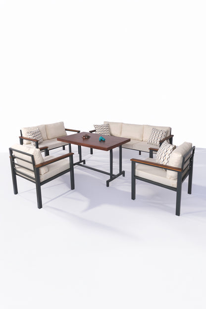 NEOKAS Metal Bahçe Takımı, Balkon Seti, Kafe Koltuğu, Bekleme Alanı Koltuğu, Oturma Grubu 1 + 1 + 2 + 3 + M