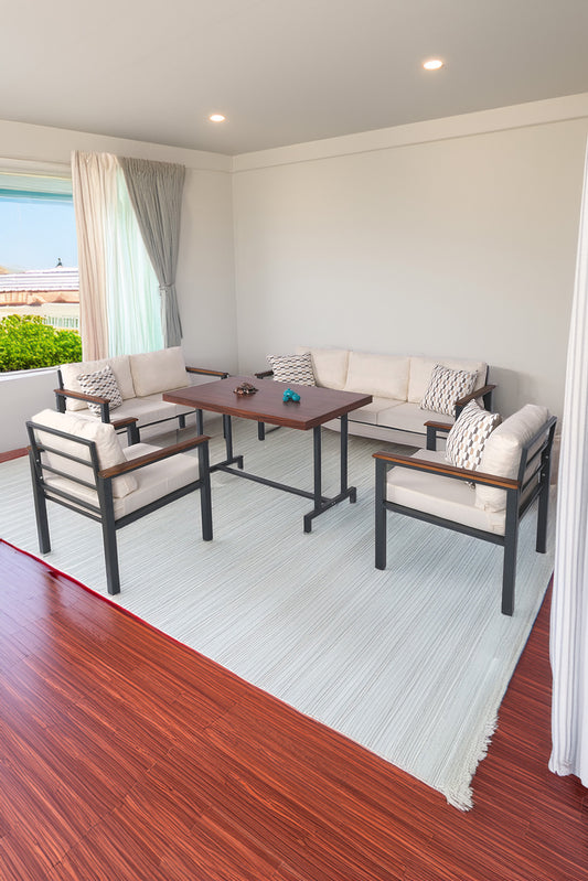NEOKAS Metal Balkon Seti, 1 + 1 + 2 + 3 + M Bahçe Takımı, Kafe Koltuğu, Bekleme Alanı Koltuğu, Oturma Grubu