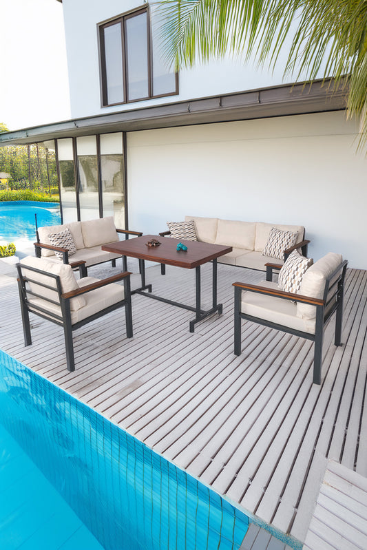 NEOKAS Metal Balkon Seti, Bahçe Takımı, Kafe Koltuğu, Bekleme Alanı Koltuğu, Oturma Grubu 1 + 1 + 2 + 3 + M