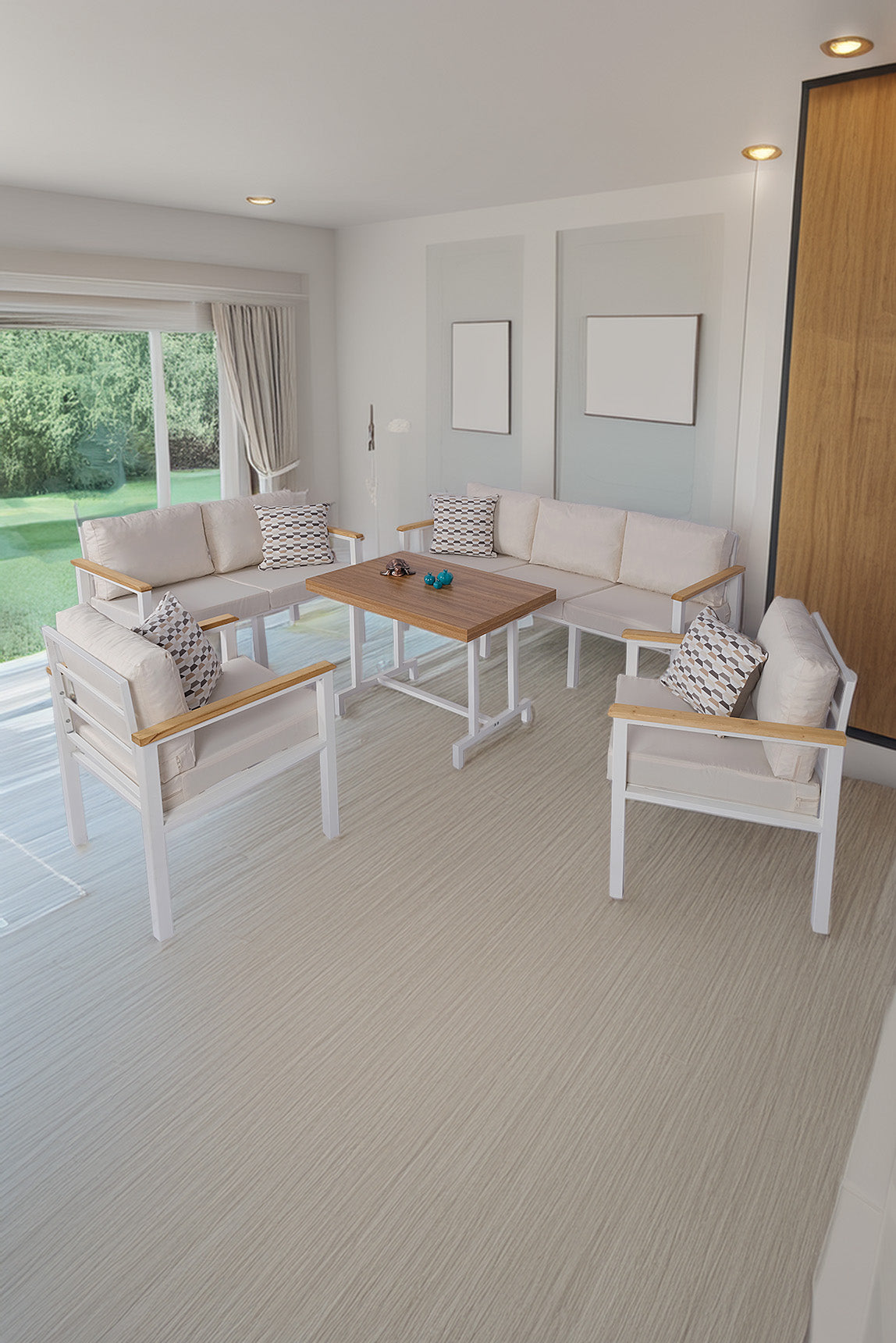 NEOKAS Metal Balkon Seti, Bahçe Takımı, Kafe Koltuğu, Bekleme Alanı Koltuğu, Oturma Grubu 1 + 1 + 2 + 3 + M