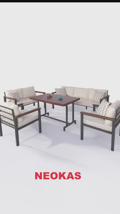 NEOKAS Balkon Mobilyası, Metal Oturma Grubu, Balkon Seti, Kafe Koltuğu, Bekleme Alanı Koltuğu,  1 + 1 + 3 + M