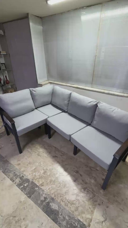 NEOKAS Balkon L Koltuk, 4 Kişilik Köşe Takımı, Bahçe Mobilyası, Balkon Mobilyası
